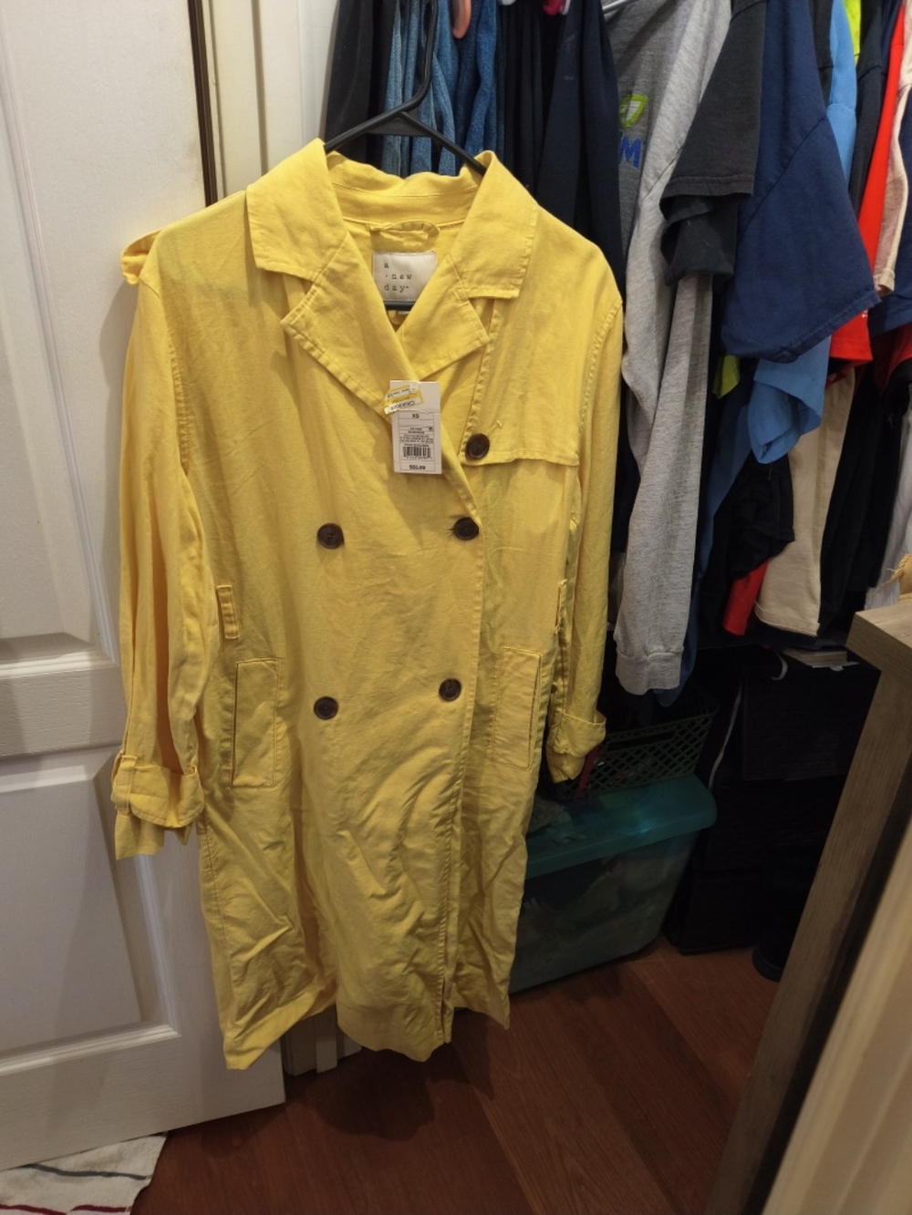 a new day Yellow Double-Breasted Trench Coat